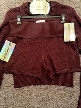 Urban Weekend Brown Knit 2-Piece Sweater Set